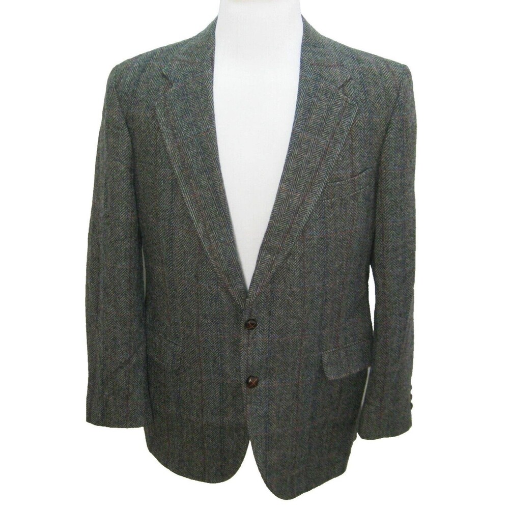 STAFFORD Men's Size 44R Gray Brown 100% Wool Tweed Sport Coat Blazer Suit Jacket